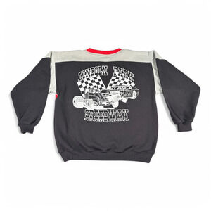 Vintage Jordache Sweater Adult MEDIUM Black Red Speedway Racing Sweatshirt 80s